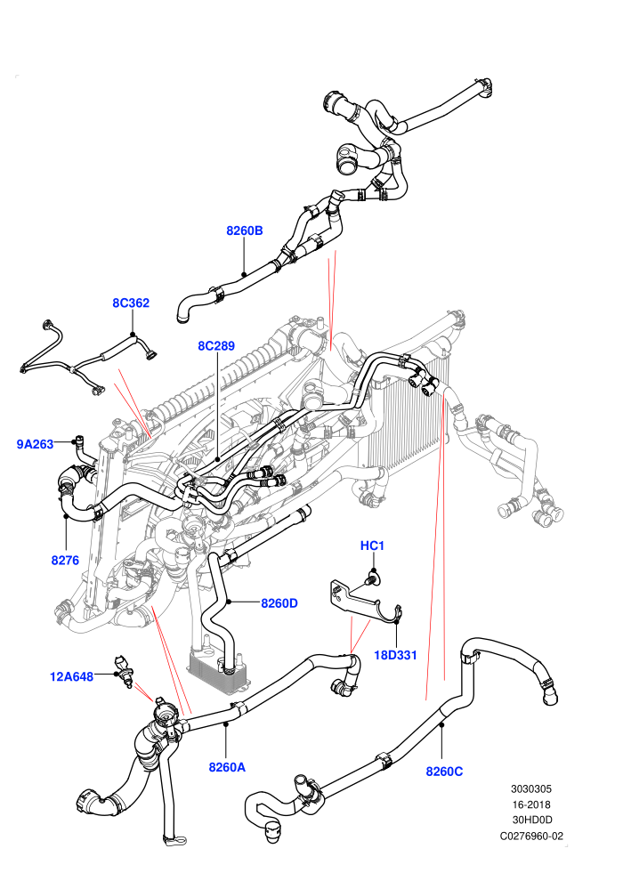 Cooling System Pipes And Hoses (3.0L DOHC GDI SC V6 PETROL,Less Active Tranmission Warming,With Standard Engine Cooling System)