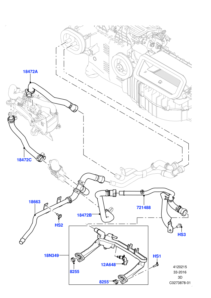 Heater Hoses (3.0L DOHC GDI SC V6 PETROL,With Fuel Fired Heater)(Solihull Plant Build)((V)TOHA999999 (V)FROMHA000001)