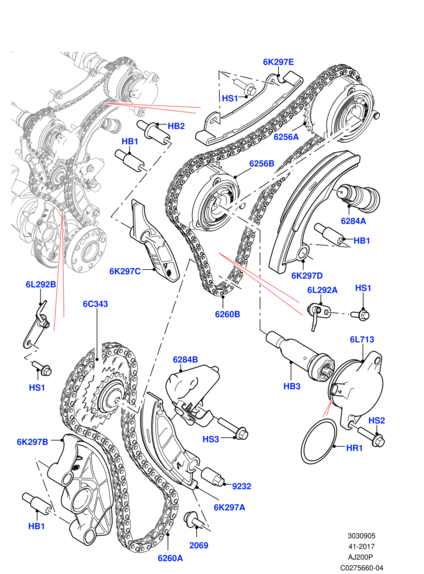 LR139321 LAND ROVER Цепь ГРМ верхняя 2.0 AJ200