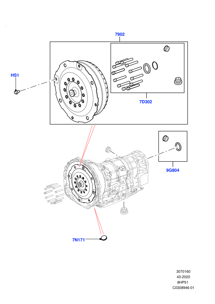 Converter (2.0L AJ21D4 Diesel Mid,2.0L I4 Mid DOHC AJ200 Petrol,8 Speed Automatic Trans 8HP51)((V)FROMMA000001)