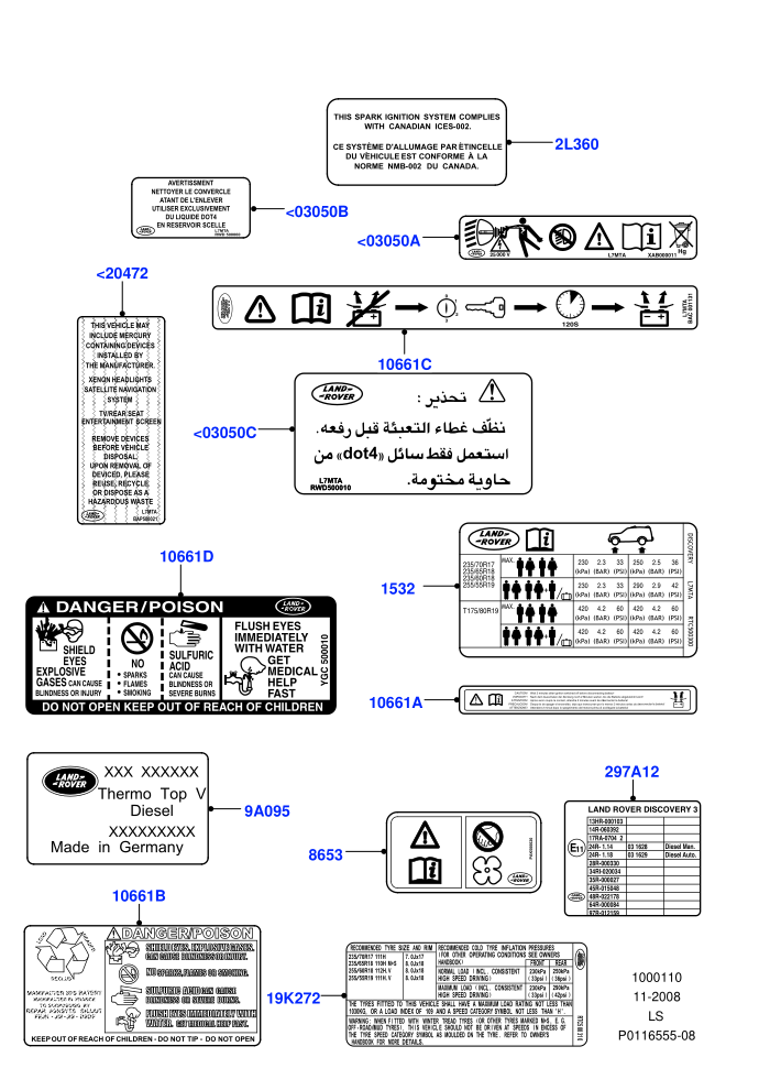 Labels (Under Hood)((V)TO9A999999)