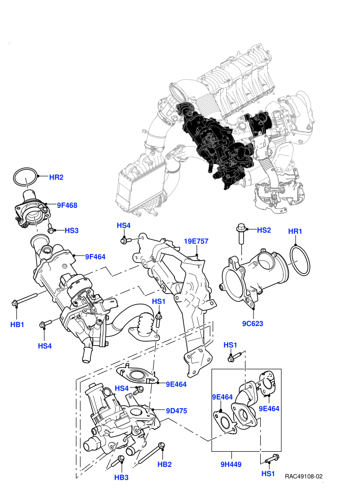 Exhaust Gas Recirculation (2.0L I4 DSL HIGH DOHC AJ200,2.0L I4 DSL MID DOHC AJ200,Euro Stage 4 Emissions,Halewood (UK),LEV 160)((V)FROMHH000001)