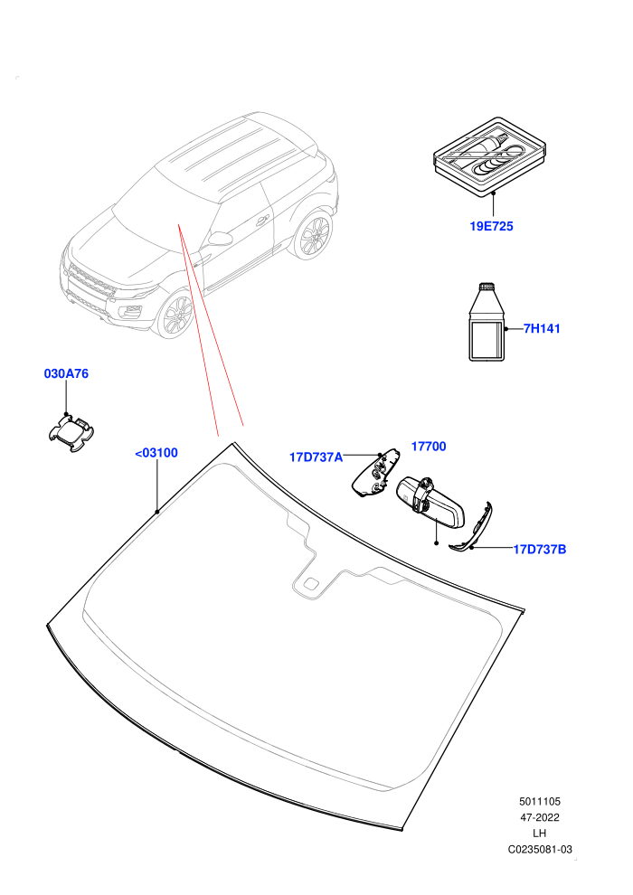 Windscreen/Inside Rear View Mirror (Halewood (UK))((V)TODH999999)