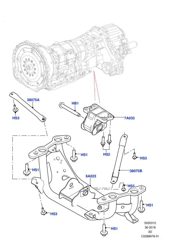 Transmission Mounting (3.0 V6 Diesel)(Nitra Plant Build)((V)FROMK2000001)