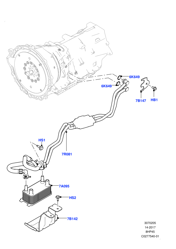 Transmission Cooling Systems (2.0L I4 DSL HIGH DOHC AJ200,2.0L I4 DSL MID DOHC AJ200,8 Speed Auto Trans ZF 8HP45)