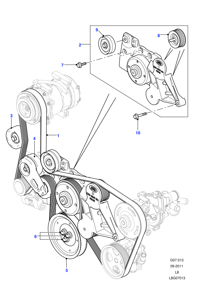 Pulleys And Drive Belts (2.2L 16V TC I4 DSL 122PS PUMA,With Manual Air Conditioning)((V)FROMCA000001)