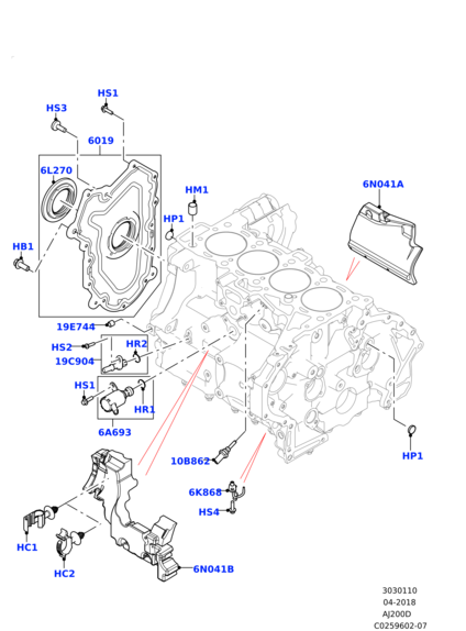 LR093852 LAND ROVER Сальник коленвала передний 2.0D