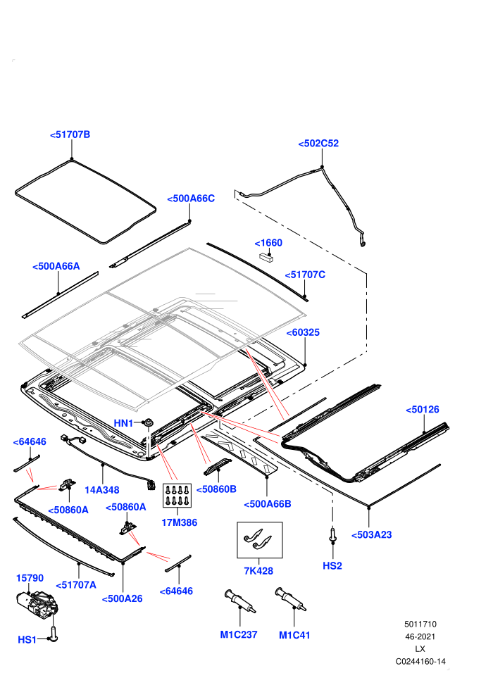 Sliding Roof Mechanism And Controls (With Roof Conversion-Panorama Power)(Sunroof Frame)