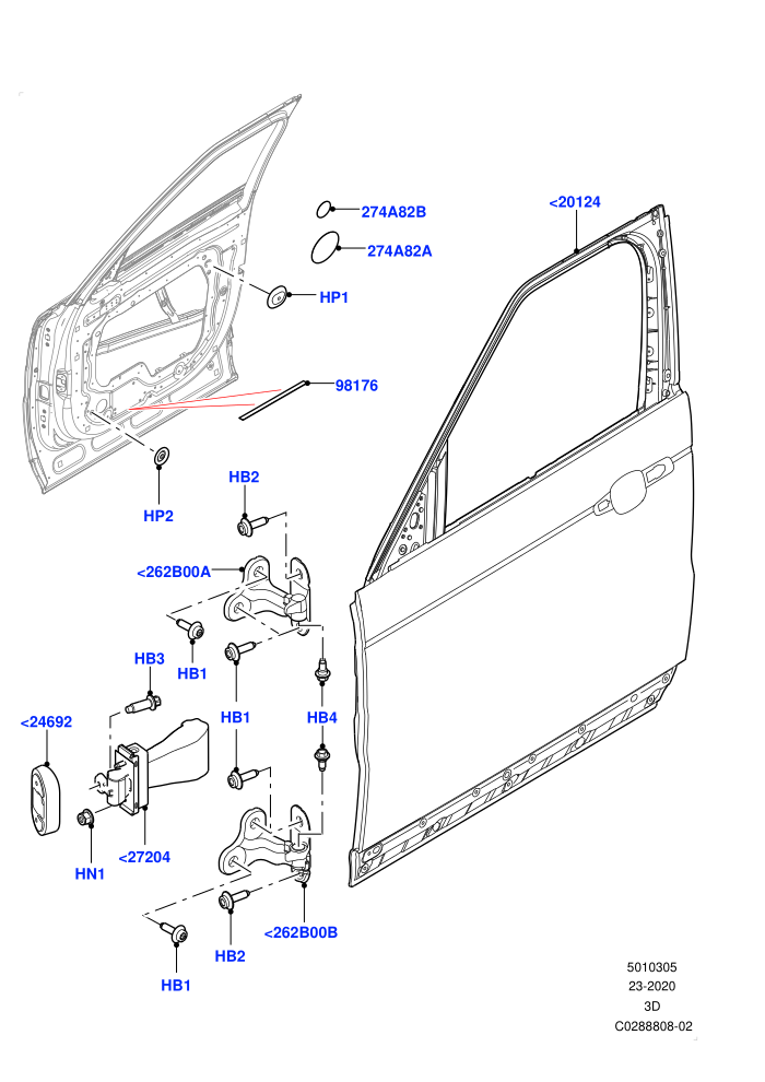 Front Doors, Hinges & Weatherstrips (Door And Fixings,Nitra Plant Build)((V)FROMK2000001)