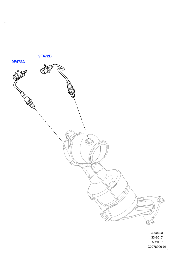 Exhaust Sensors And Modules (2.0L I4 High DOHC AJ200 Petrol,2.0L I4 Mid AJ200 Petrol E100,2.0L I4 Mid DOHC AJ200 Petrol,EU2,EU6 Emissions,Euro Stage 4 Emissions,Halewood (UK),L6 Emission E100,Proconve L6 Emissions,Stage V European Emissions)((V)FROMJH0000
