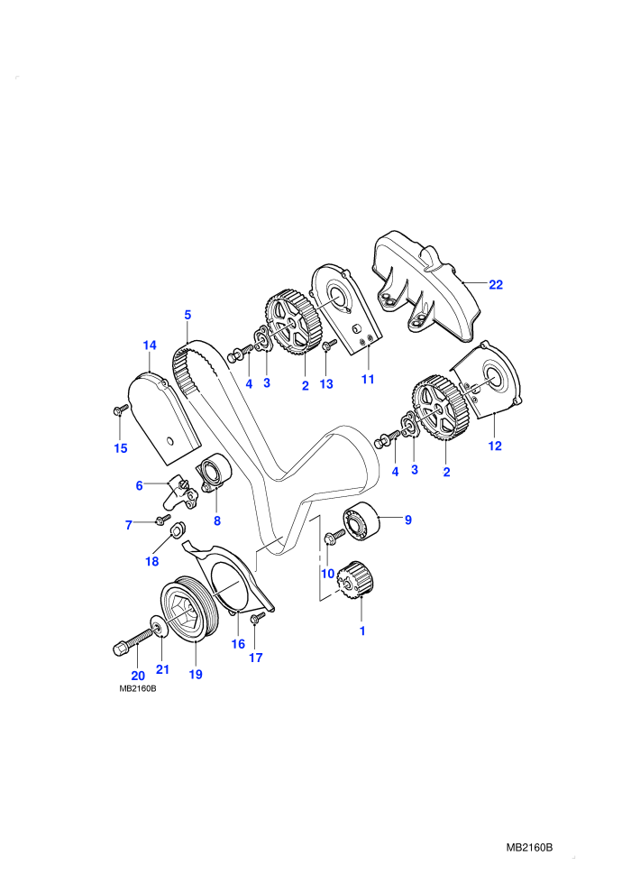 Timing Belt, Timing Belt Cover - Front (2.5 KV6 Petrol,Automatic Transmission)