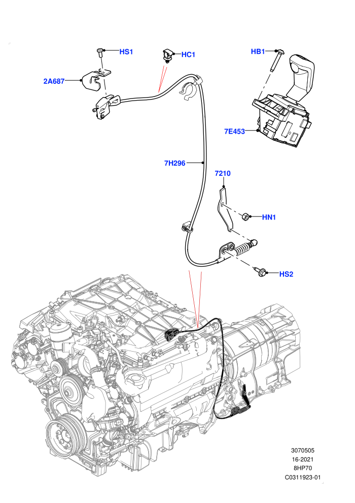 Gear Change-Automatic Transmission (5.0 Petrol AJ133 DOHC CDA,8 Speed Auto Trans ZF 8HP70 4WD)(Nitra Plant Build)((V)FROMM2000001)