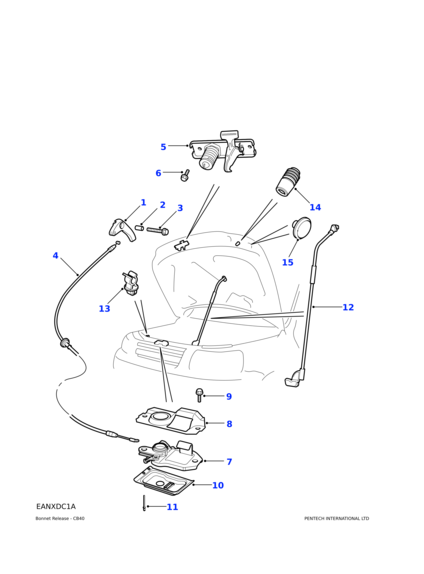ALR8167 LAND ROVER Трос открывания капота FR