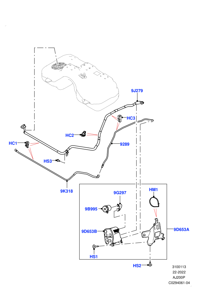 Carbon Canister (2.0L AJ20P4 Petrol E100 PTA,2.0L AJ20P4 Petrol High PTA,2.0L AJ20P4 Petrol Mid PTA,Fuel Tank Filler Neck - Unleaded,Halewood (UK))((V)TOPH205478)