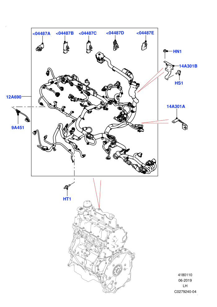 Electrical Wiring - Engine And Dash (2.0L I4 DSL HIGH DOHC AJ200,2.0L I4 DSL MID DOHC AJ200,Halewood (UK))(Engine)((V)FROMJH000001)