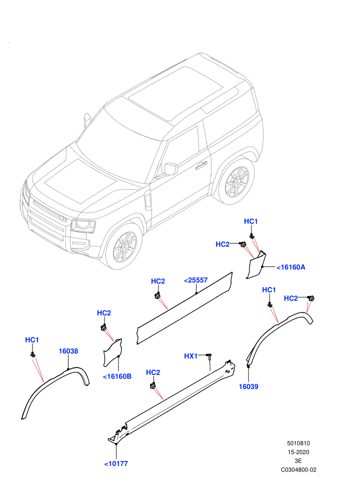 Body Mouldings (Short Wheelbase)