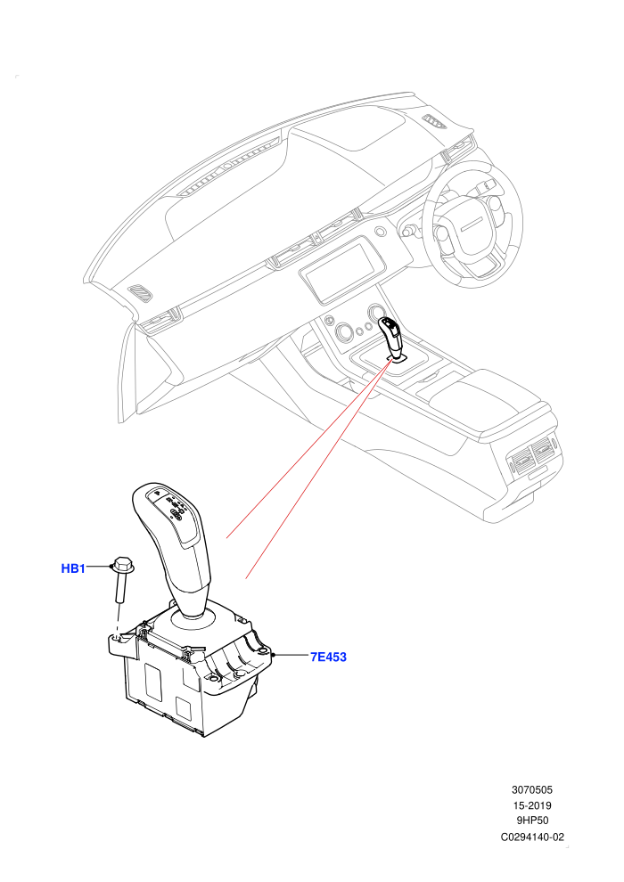 Gear Change-Automatic Transmission (9 Speed Auto Trans 9HP50,Halewood (UK))(Floor Console)((V)TOPH999999)