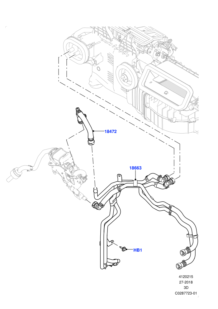 Heater Hoses (2.0L I4 DSL HIGH DOHC AJ200,2.0L I4 DSL MID DOHC AJ200,Premium Air Conditioning-Front/Rear,With Fuel Fired Heater)(Solihull Plant Build)((V)FROMKA000001)