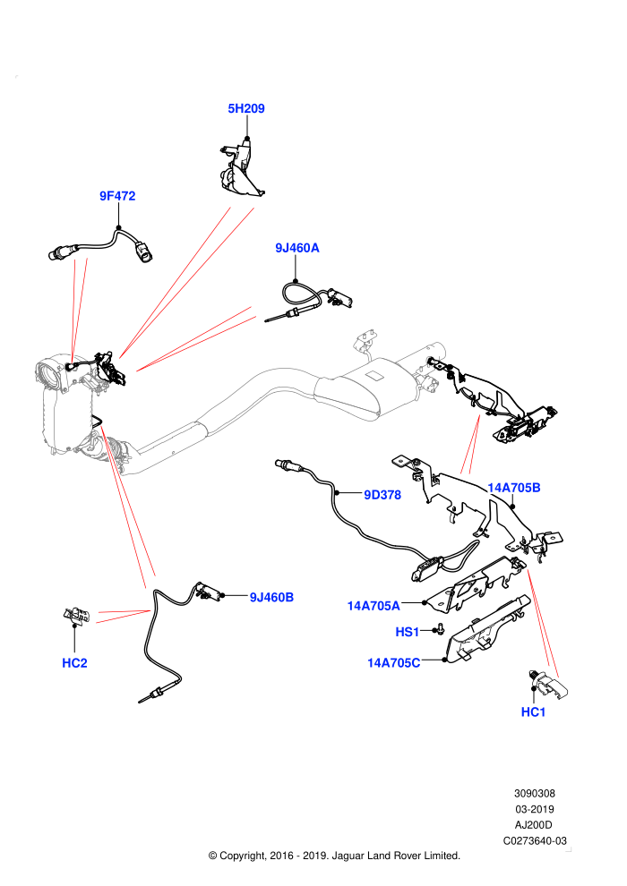 Exhaust Sensors And Modules (2.0L I4 DSL HIGH DOHC AJ200,EU6 + DPF Emissions)((V)FROMHA000001)