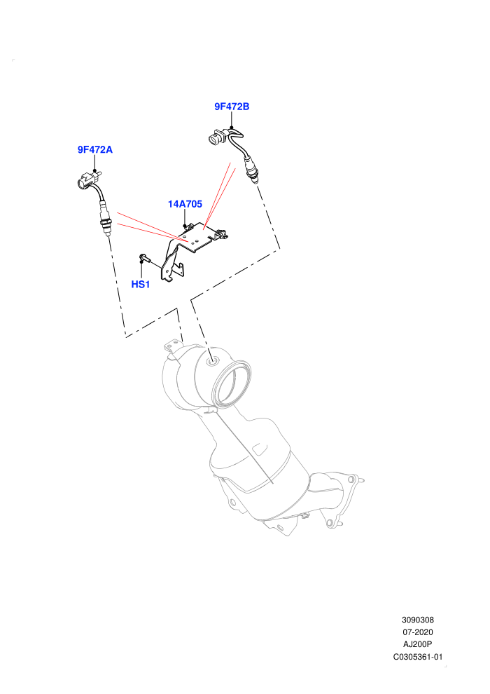 Exhaust Sensors And Modules (2.0L AJ20P4 Petrol E100 PTA,Itatiaia (Brazil))((V)TOMT999999 (V)FROMLT000001)