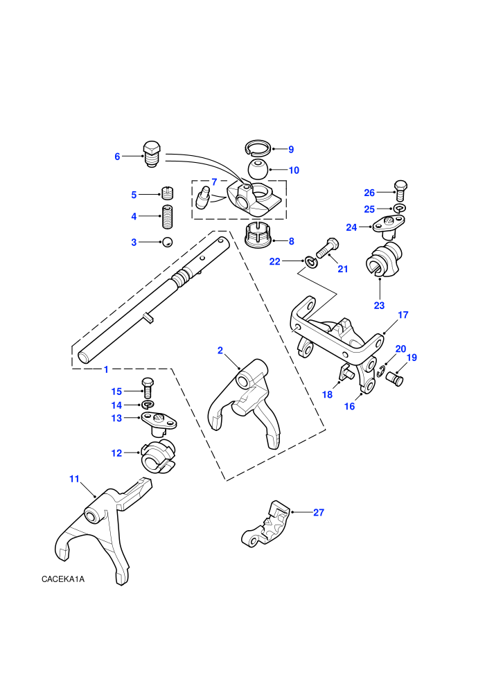 Selectors & Yoke Assembly (5 Speed Manual Transmission,Manual Transmission,V8 Petrol)