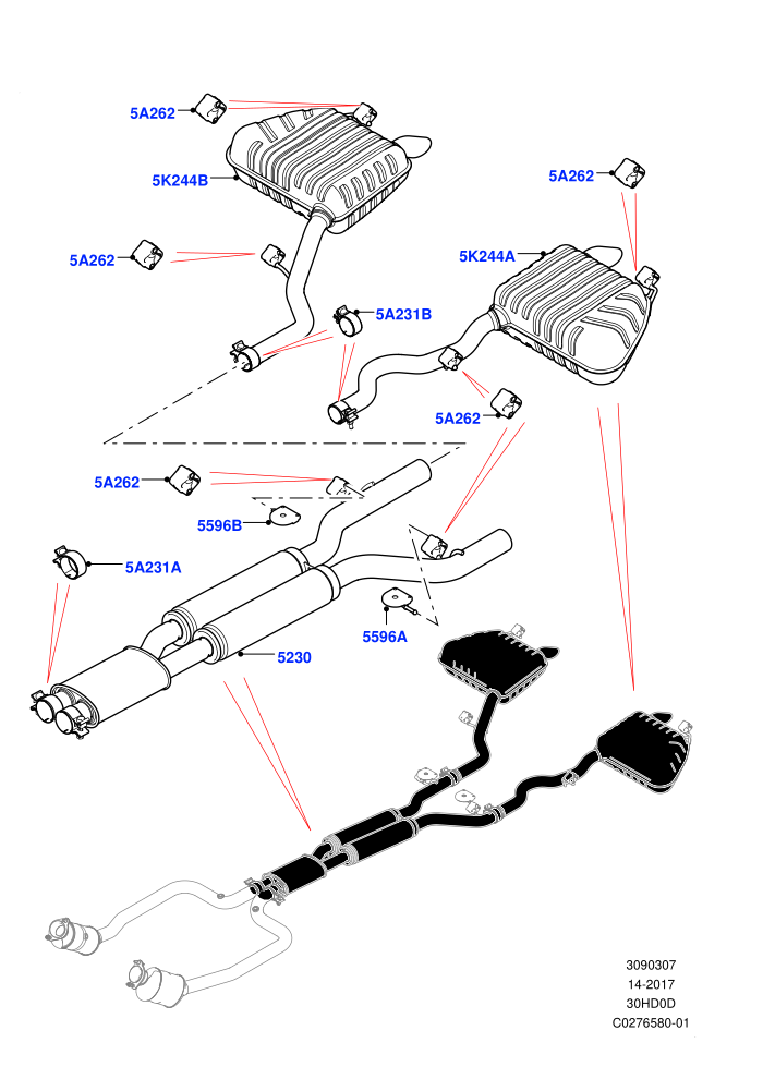 Rear Exhaust System (3.0L DOHC GDI SC V6 PETROL)
