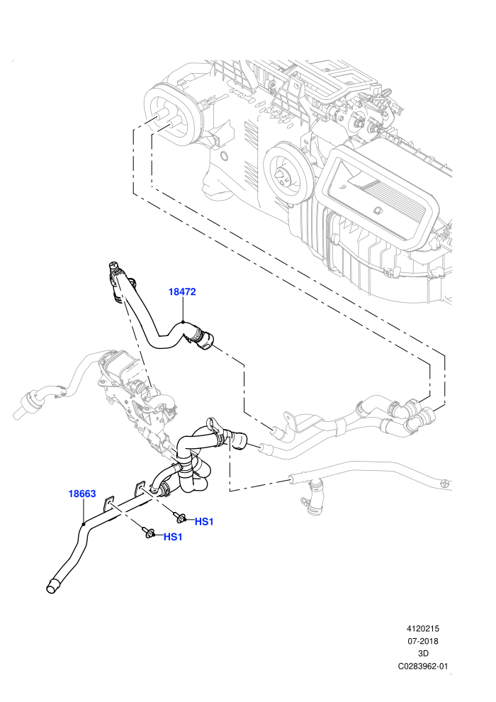 Heater Hoses (3.0 V6 D Gen2 Mono Turbo,3.0 V6 D Low MT ROW,Park Heating With Remote Control,With Fuel Fired Heater,With Park Heating)(Solihull Plant Build)((V)TOJA999999 (V)FROMJA000001)