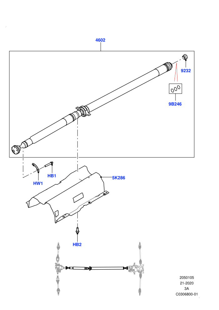 Drive Shaft - Rear Axle Drive (All Wheel Drive,Changsu (China),Electric Engine Battery-MHEV,Less Electric Engine Battery)(Propshaft)((V)FROMKG446857)