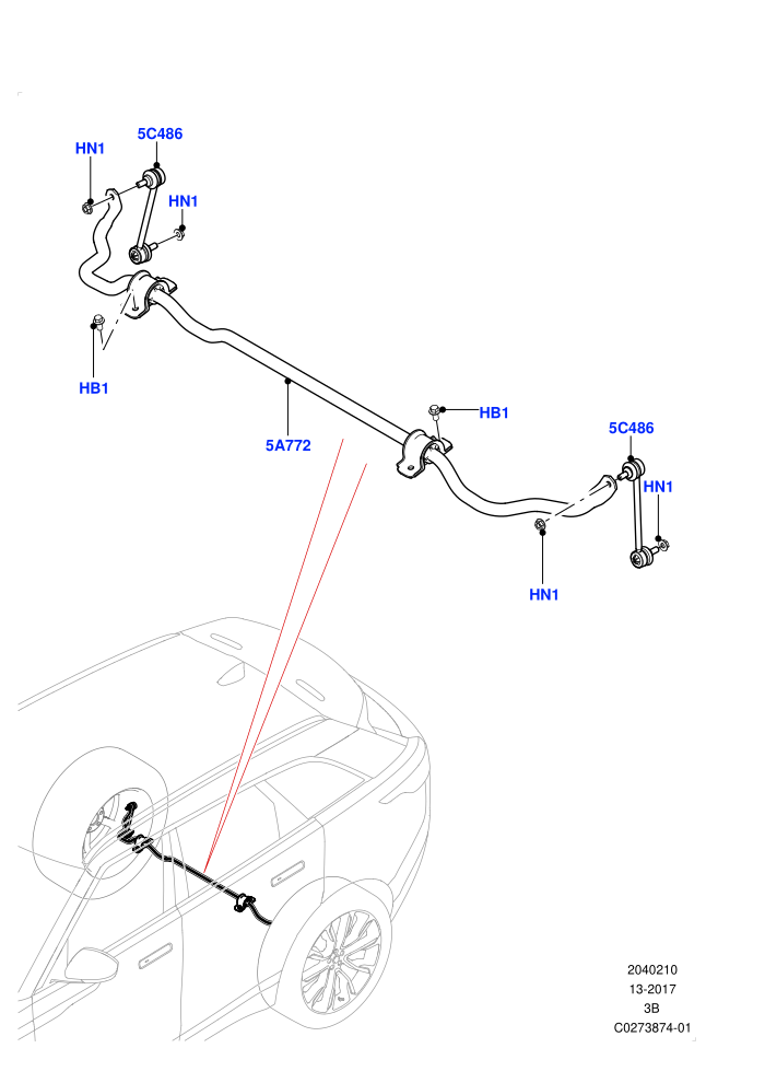 Rear Cross Member & Stabilizer Bar (Electric Engine Battery-MHEV,Less Electric Engine Battery)(Conventional Stabilizer Bar)