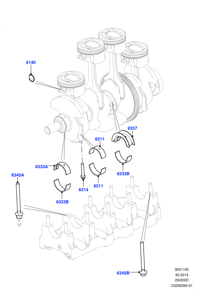 Crankshaft/Pistons And Bearings (2.0L 16V TIVCT T/C 240PS Petrol)