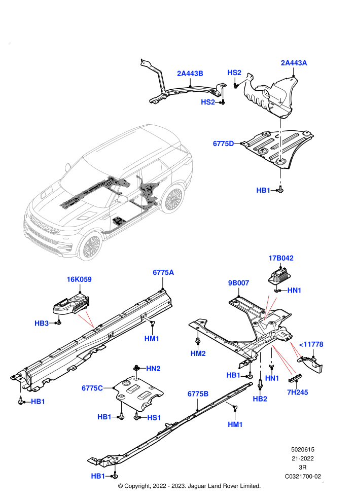 Splash And Heat Shields (Electric Engine Battery-PHEV)(Middle And Rear Section)