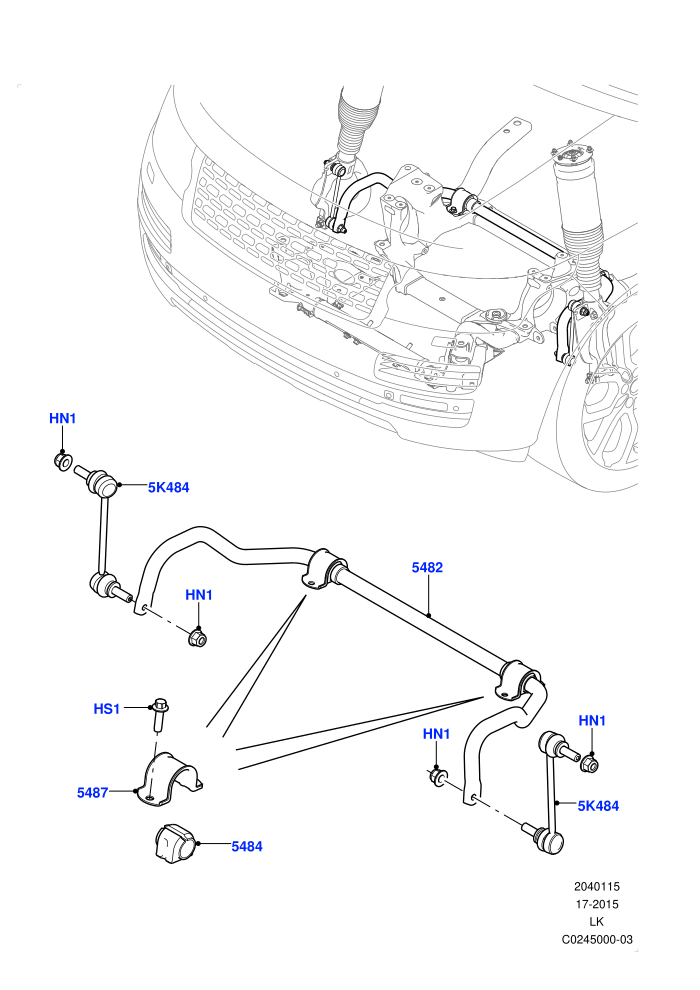 Front Cross Member & Stabilizer Bar (2.0L 16V TIVCT T/C 240PS Petrol,2.0L AJ200P Hi PHEV,3.0 V6 Diesel,3.0L DOHC GDI SC V6 PETROL,5.0 Petrol AJ133 DOHC CDA,5.0L OHC SGDI NA V8 Petrol - AJ133,5.0L OHC SGDI SC V8 Petrol - AJ133,Less ACE Suspension,Less Vers