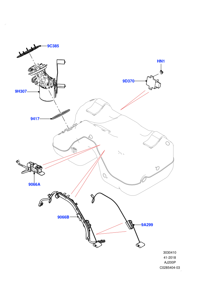 Fuel Pump And Sender Unit (2.0L I4 Mid AJ200 Petrol E100,2.0L I4 Mid DOHC AJ200 Petrol,Itatiaia (Brazil))((V)FROMJT000001)