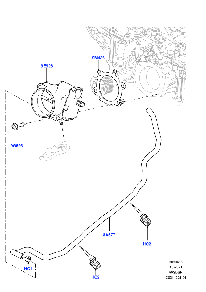 Throttle Housing (5.0 Petrol AJ133 DOHC CDA)(Nitra Plant Build)((V)FROMM2000001)