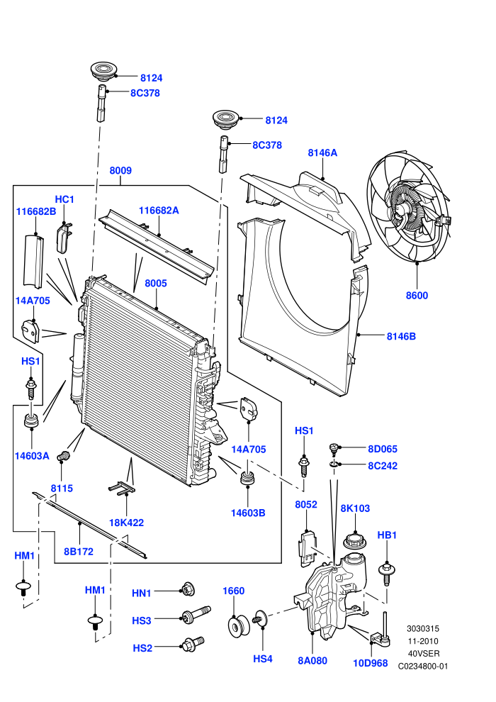 Radiator/Coolant Overflow Container (Cologne V6 4.0 EFI (SOHC))((V)TO9A999999)