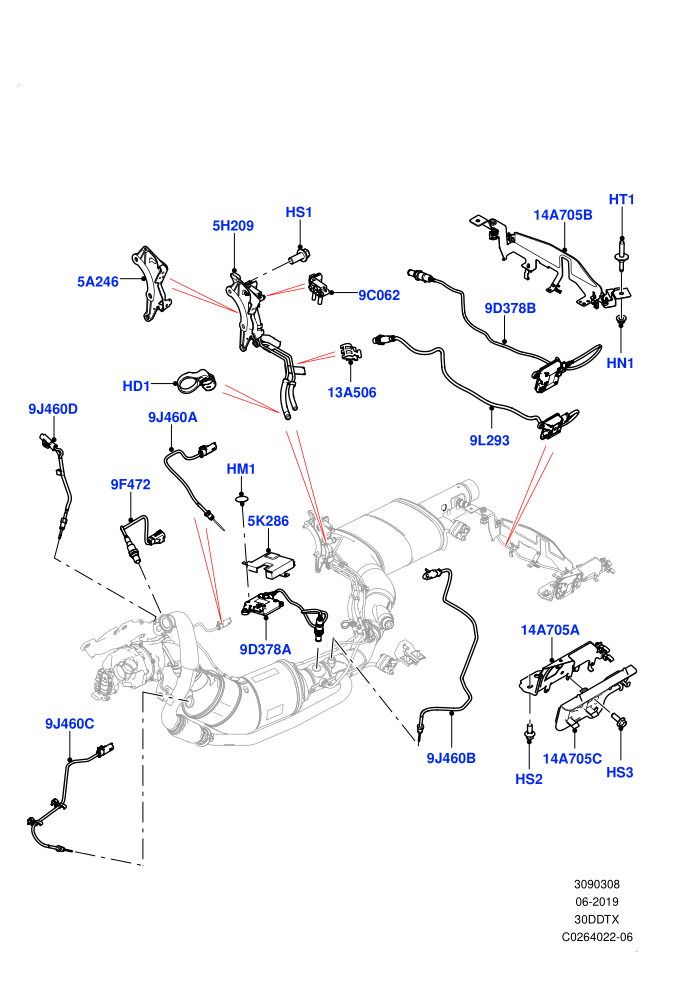 Exhaust Sensors And Modules (3.0 V6 D Gen2 Mono Turbo,EU6 + DPF Emissions,Japanese Emission + DPF,LEV 160)((V)FROMFA000001)
