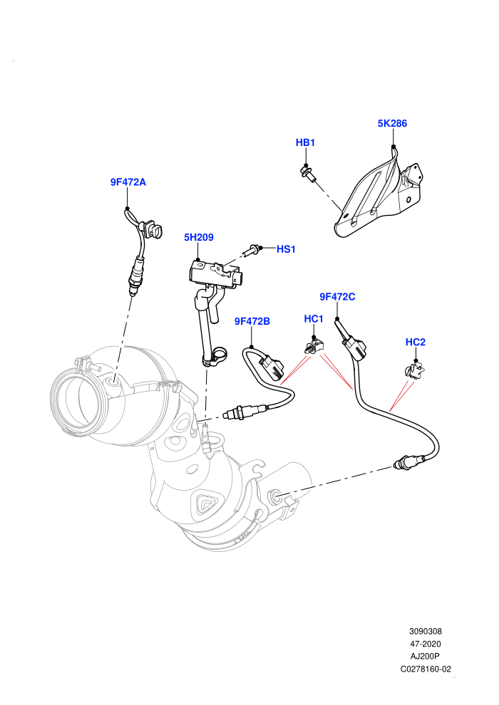 Exhaust Sensors And Modules (2.0L AJ200P Hi PHEV,2.0L I4 High DOHC AJ200 Petrol,2.0L I4 Mid DOHC AJ200 Petrol,Beijing 6 Petrol Emission,China N6B (Petrol) - Compliance,EU6C  Emission,EU6D - Final (Petrol) Emission,EU6D Final - Plus Emission)