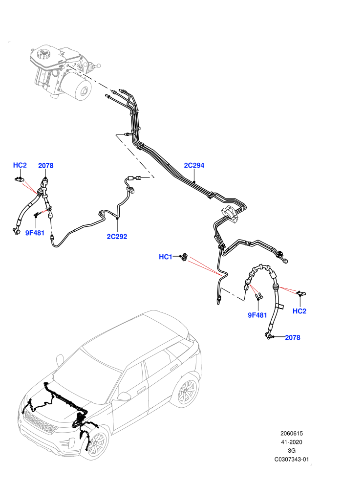 Front Brake Pipes (Electric Engine Battery-MHEV,Halewood (UK),Less Electric Engine Battery,RHD)((V)FROMMH000001)