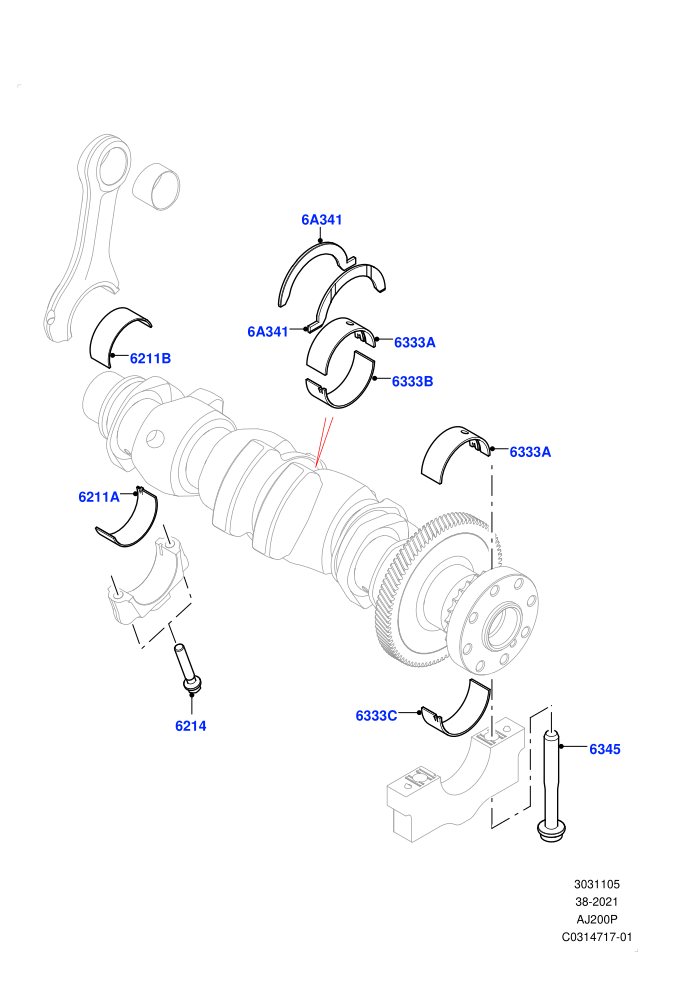 Crankshaft/Pistons And Bearings (2.0L AJ20P4 Petrol E100 PTA,Itatiaia (Brazil))