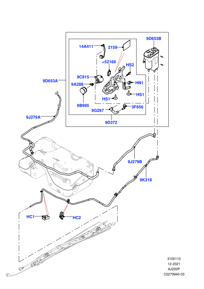 Fuel Lines (2.0L I4 High DOHC AJ200 Petrol,2.0L I4 Mid DOHC AJ200 Petrol,3 Door,5 Door,Fuel Tank Filler Neck - DMTL,Halewood (UK))(Rear)((V)FROMJH000001)