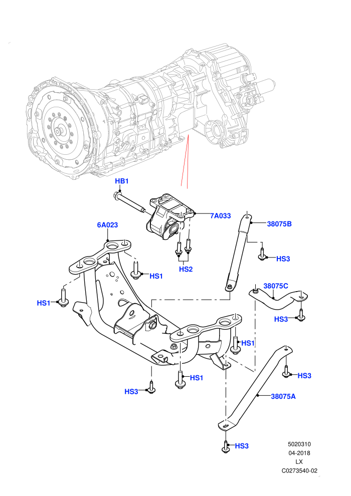 Transmission Mounting (2.0L I4 DSL HIGH DOHC AJ200,2.0L I4 DSL MID DOHC AJ200)((V)FROMHA000001)
