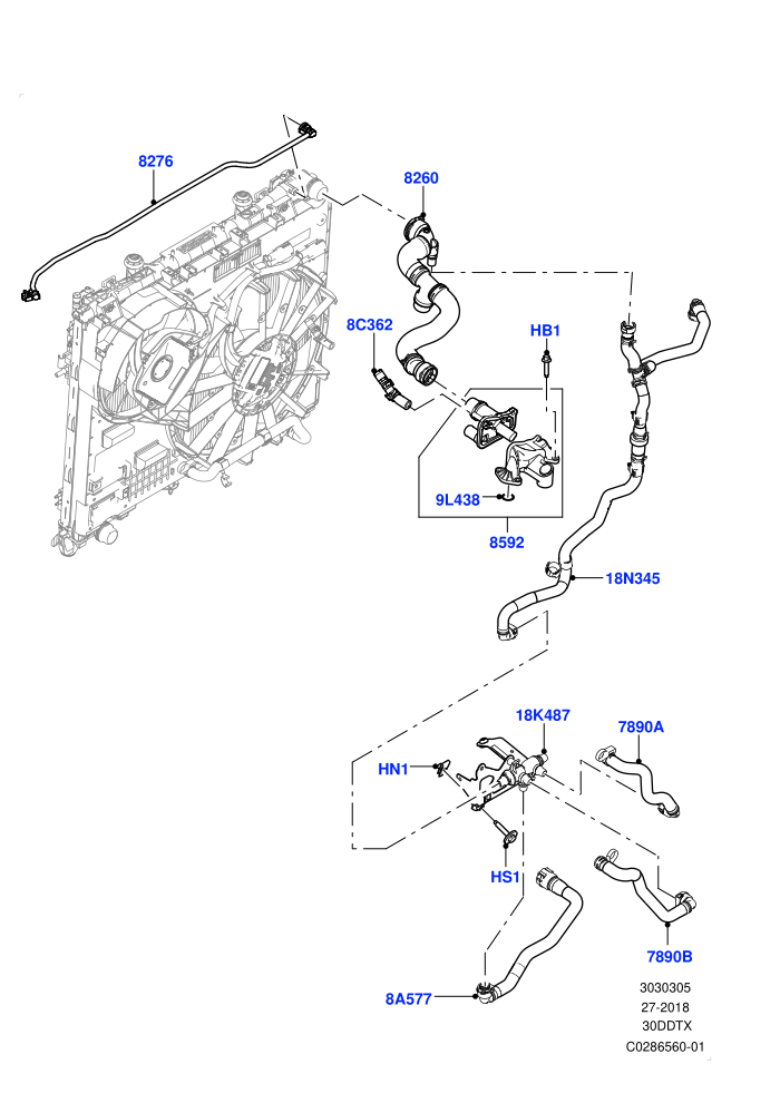 Cooling System Pipes And Hoses (3.0 V6 D Gen2 Mono Turbo,Active Tranmission Warming)(Engine,Solihull Plant Build)((V)FROMKA000001)