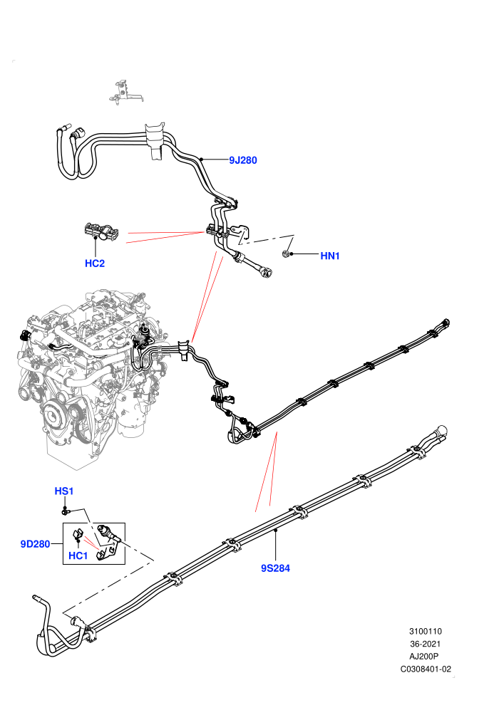 Fuel Lines (2.0L AJ200P Hi PHEV,2.0L I4 Mid DOHC AJ200 Petrol)((V)FROMMA000001)