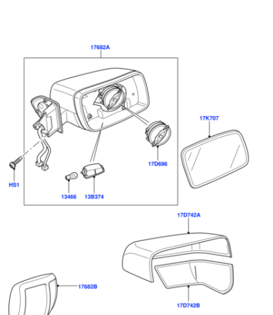 LR017067 BRITPART Стекло зеркала правое D3/RRS/FR2
