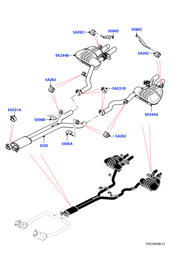 Rear Exhaust System (5.0 Litre supercharged enhanced)((V)FROMKA000001)