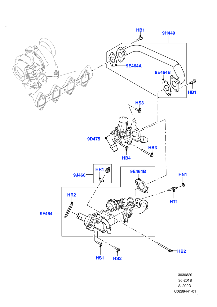 Exhaust Gas Recirculation (2.0L I4 DSL HIGH DOHC AJ200)(LH Side,Nitra Plant Build)((V)FROMK2000001)