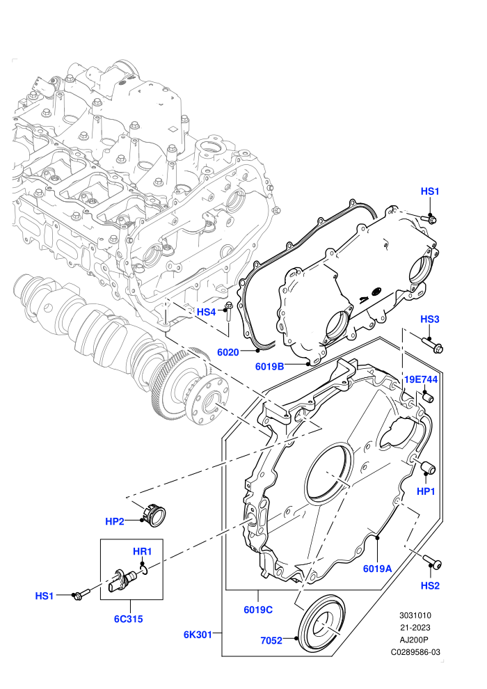 Timing Gear Covers (2.0L I4 High DOHC AJ200 Petrol)(Nitra Plant Build)((V)FROMK2000001)