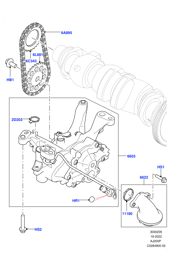 Oil Pump (2.0L I4 Mid AJ200 Petrol E100,2.0L I4 Mid DOHC AJ200 Petrol,Itatiaia (Brazil))((V)FROMJT000001)