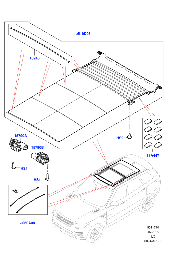 Sliding Roof Mechanism And Controls (With Roof Conversion-Panorama Power)(Sun Blinds)