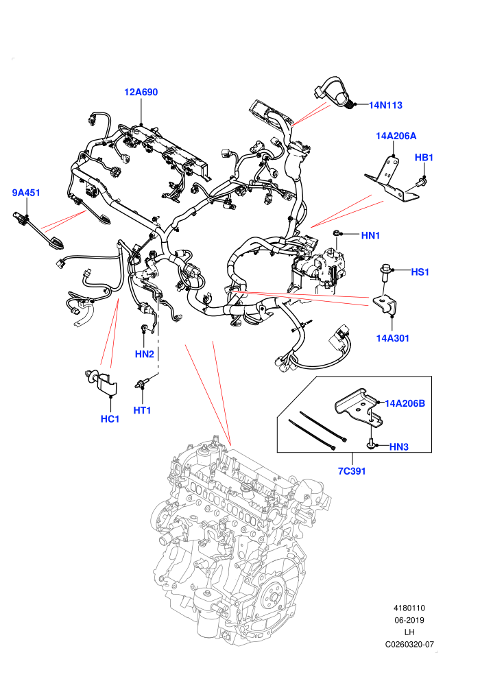 Electrical Wiring - Engine And Dash (2.0L I4 DSL HIGH DOHC AJ200,2.0L I4 DSL MID DOHC AJ200,Halewood (UK))(Engine)((V)TOHH999999 (V)FROMGH000001)